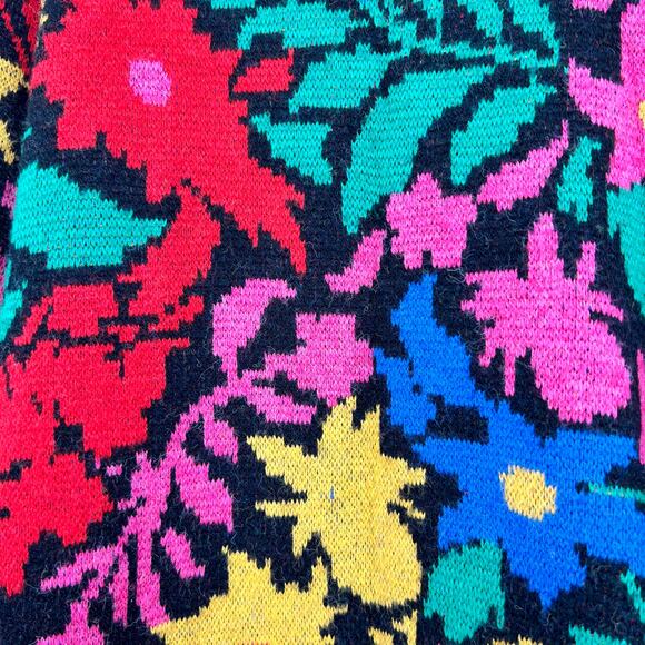 Farm Rio Anthropologie TROPICAL GARDEN SWEATER MIDI mock neck DRESS size large - Picture 4 of 11